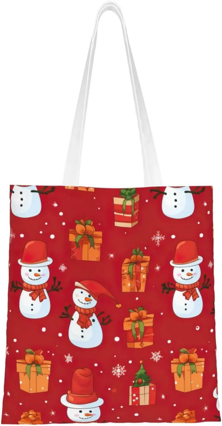 Merry Christmas Birch Tree Print Large Canvas Beach Travel Reusable Grocery Shopping Tote Bag Portable Storage Handbag