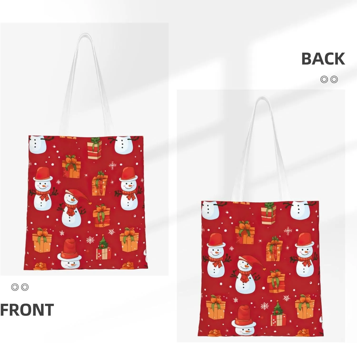 Merry Christmas Birch Tree Print Large Canvas Beach Travel Reusable Grocery Shopping Tote Bag Portable Storage Handbag