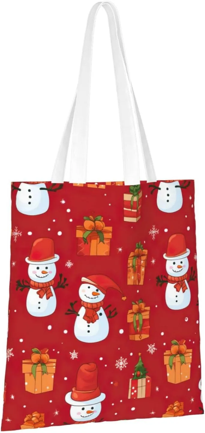 Merry Christmas Birch Tree Print Large Canvas Beach Travel Reusable Grocery Shopping Tote Bag Portable Storage Handbag