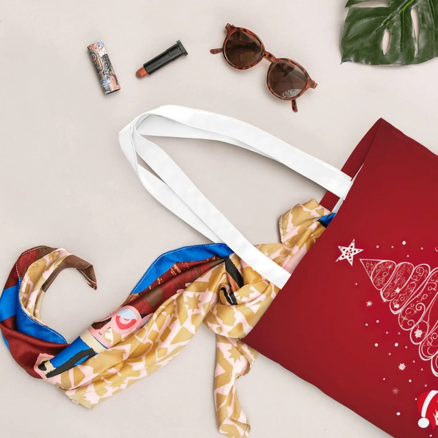 Merry Christmas Birch Tree Print Large Canvas Beach Travel Reusable Grocery Shopping Tote Bag Portable Storage Handbag