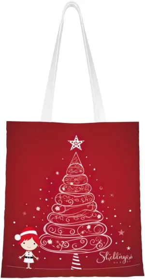 Merry Christmas Birch Tree Print Large Canvas Beach Travel Reusable Grocery Shopping Tote Bag Portable Storage Handbag