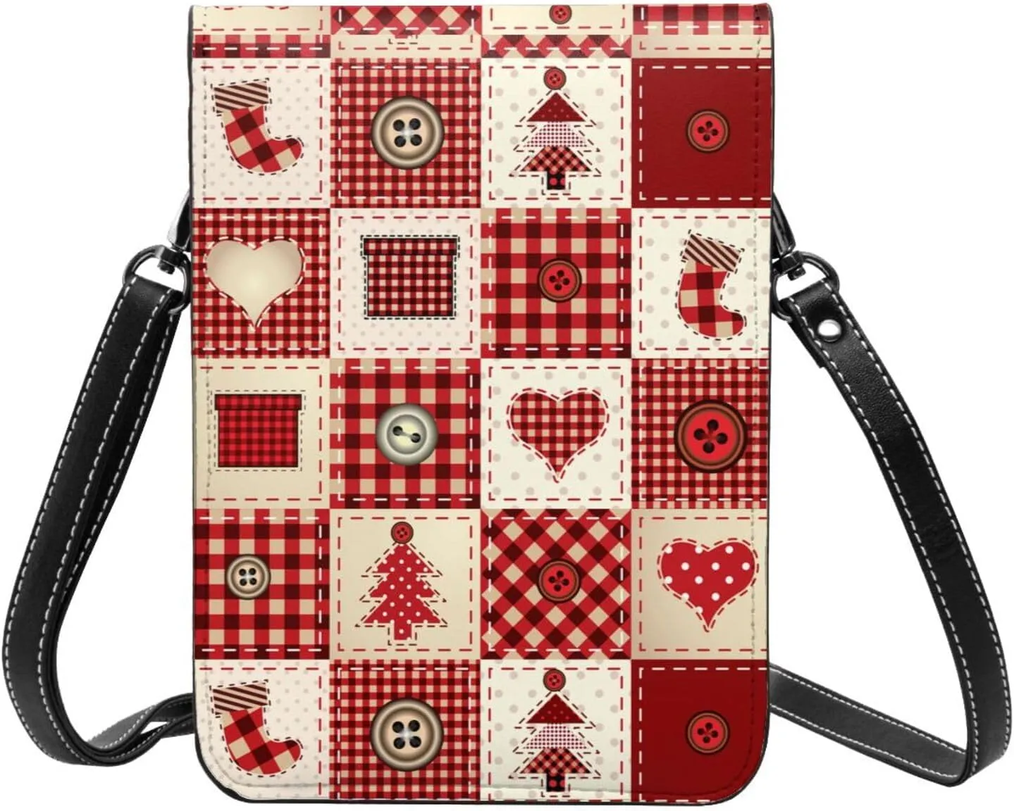 Merry Christmas Snowflakes Blue Leather Crossbody Phone Purse for Women Cute Wallet Bags Lightweight Mini Sling Bag