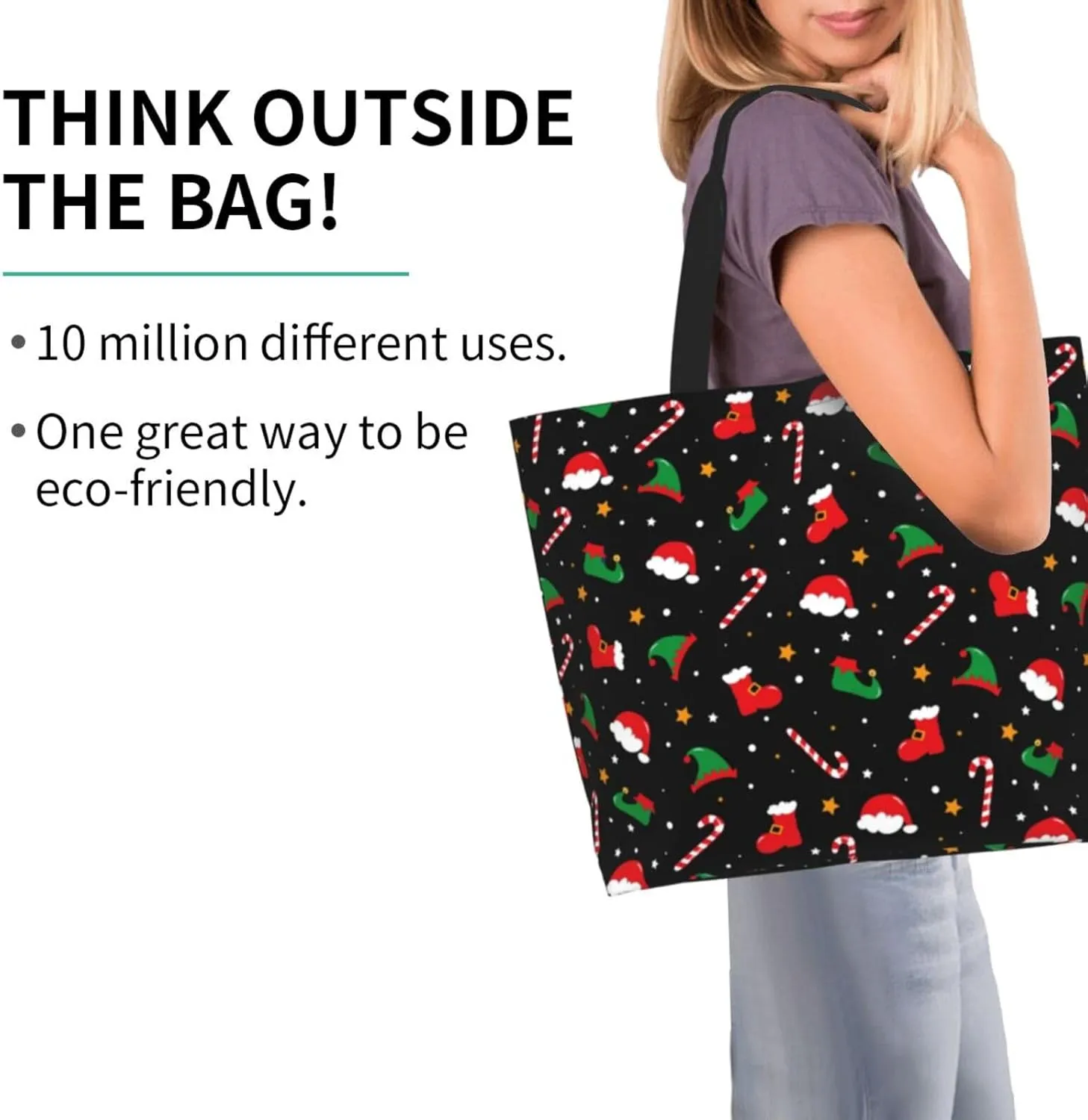 Merry Christmas Tote Bag for Women Mother,Christmas Snowman Snowflake Shopping Grocery Bag Shoulder Bags