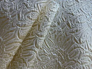 Mid-Weight Swirling Pale Gold & Ivory Floral Polyester Brocade