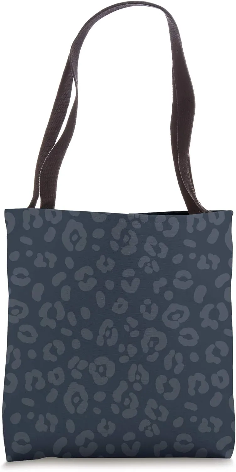 Midnight Blue - Chic Elegant Leopard Animal Print Pattern Tote Bag