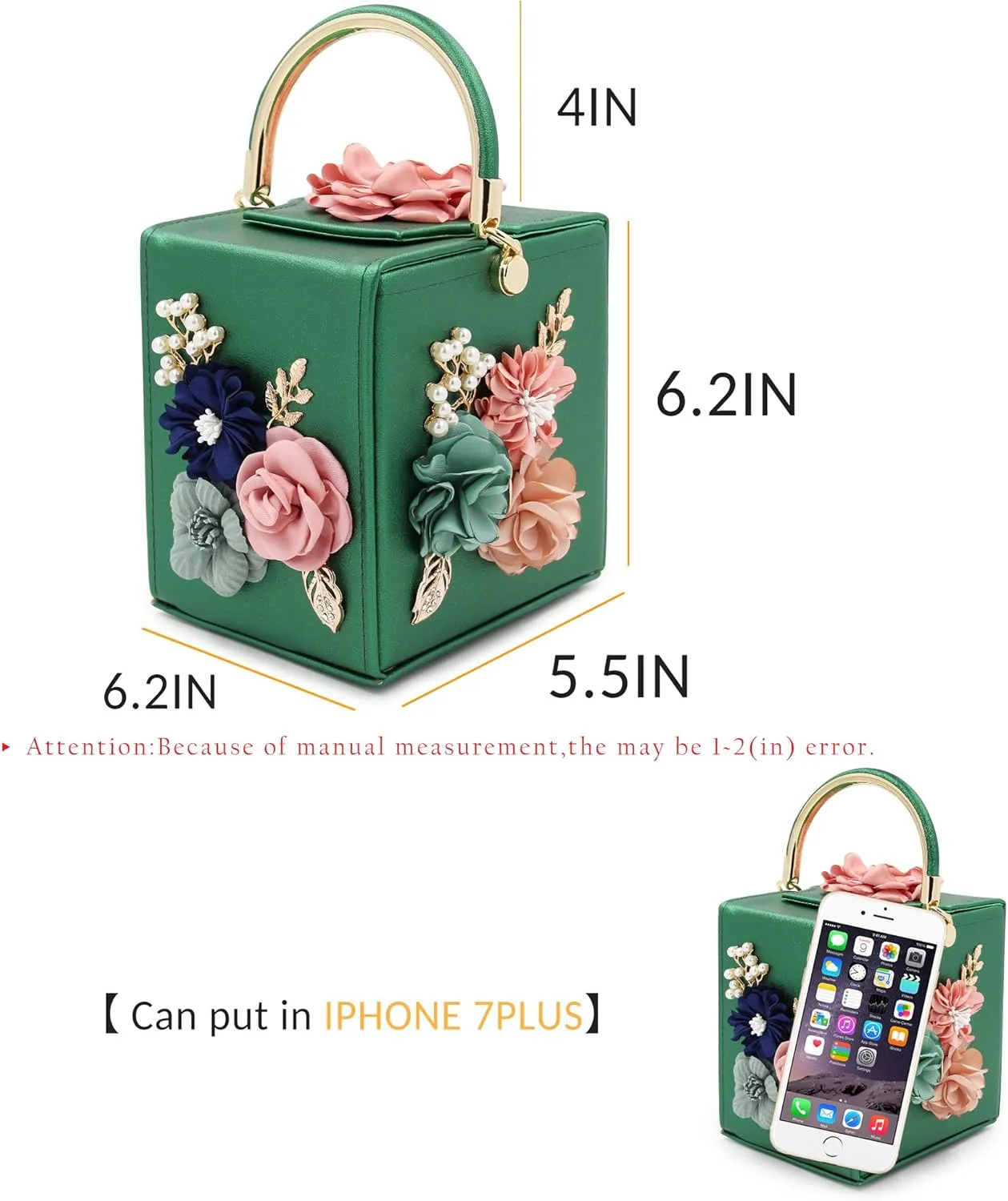 Milisente Evening Clutch Bag for Women Floral Square Box Evening Bags Crossbody Shoulder handBags Flower Wedding Clutch Purse