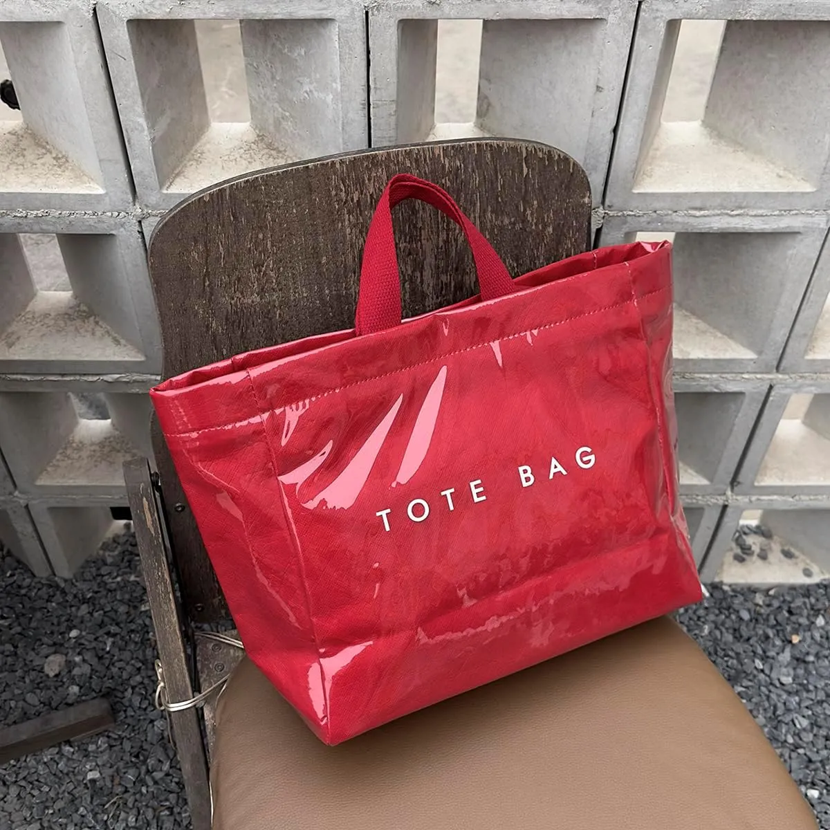 MINGRI Large Tote Bags for Women PVC Clear Totes Bag Plastic Carry All Bag Kraft Paper Shoulder Handbag Hobo for Work Travel