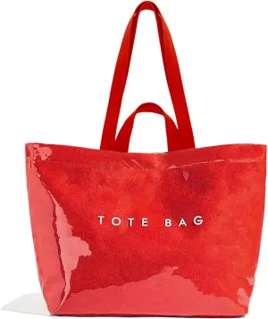 MINGRI Large Tote Bags for Women PVC Clear Totes Bag Plastic Carry All Bag Kraft Paper Shoulder Handbag Hobo for Work Travel