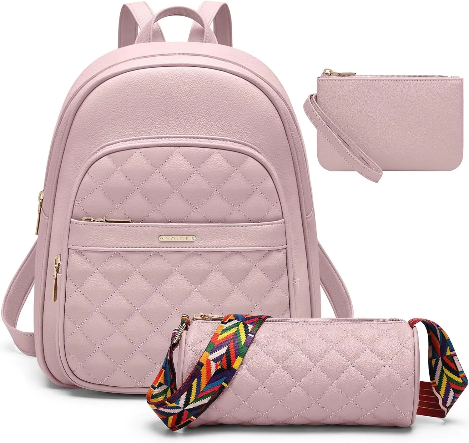 Mini Backpack Purse for Women: 3PCS Small PU Leather Backpack Set Fashion Casual Travel Daypacks with Crossbody Bag & Coin Purse Waterproof Backpack for Ladies