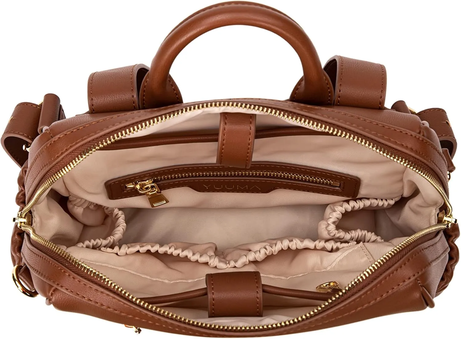 Mini Diaper Bag Backpack-Minimalist bag With Premium Vegan Leather Material With 7 Interior and 5 External Pockets (Cinnamon)