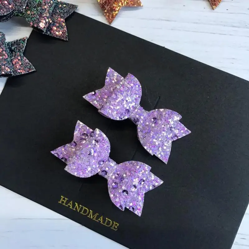 Mini Handmade Hair Bows For Girls Shiny Glitter Hair Bows Ribbon Clips Hair Accessories For Baby Girls And Teens