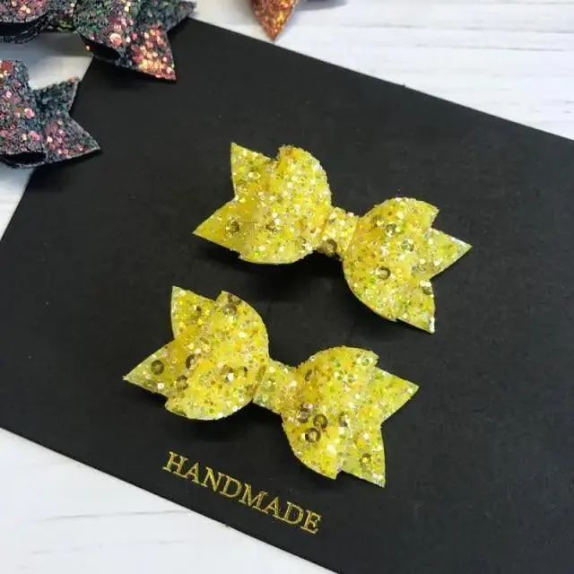 Mini Handmade Hair Bows For Girls Shiny Glitter Hair Bows Ribbon Clips Hair Accessories For Baby Girls And Teens