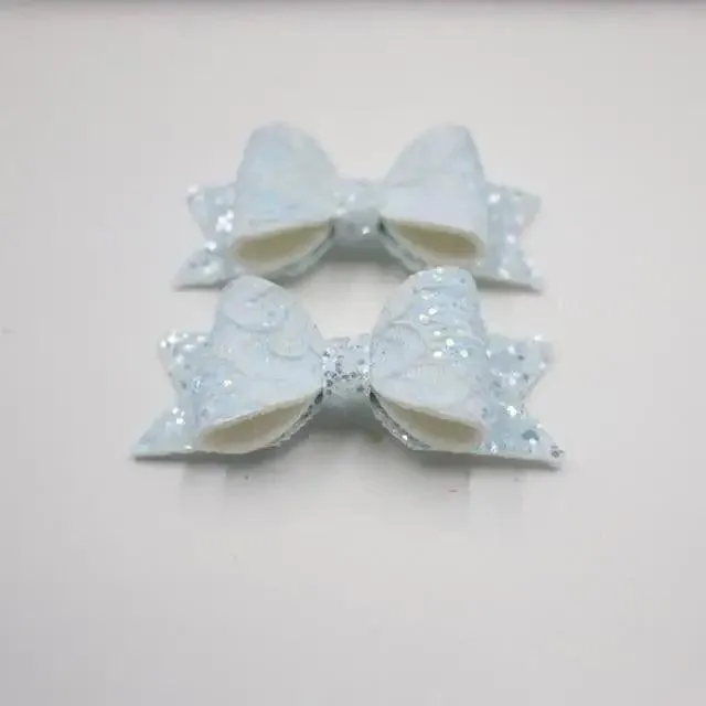 Mini Handmade Hair Bows For Girls Shiny Glitter Hair Bows Ribbon Clips Hair Accessories For Baby Girls And Teens