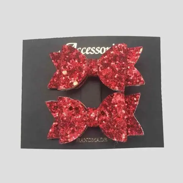 Mini Handmade Hair Bows For Girls Shiny Glitter Hair Bows Ribbon Clips Hair Accessories For Baby Girls And Teens