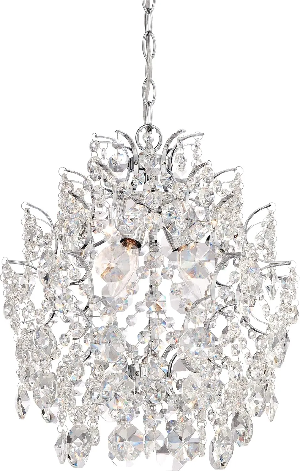 Minka Lavery Crystal Chandelier Pendant Lighting 3150-77, Mini 1 Tier Dining Room, 3 Light, Chrome