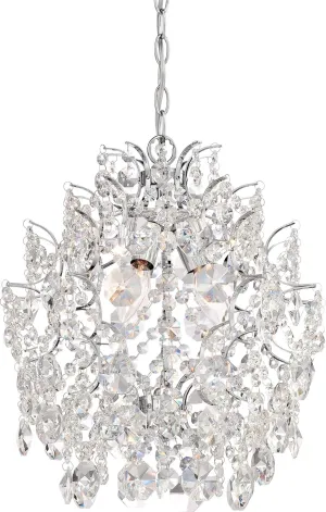 Minka Lavery Crystal Chandelier Pendant Lighting 3150-77, Mini 1 Tier Dining Room, 3 Light, Chrome
