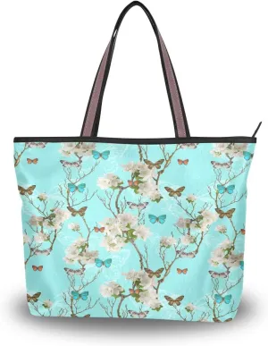 MNSRUU Ladies Tote Bags Polyester Zippered Tote Shoulder Bag Pattern Purses and Handbags