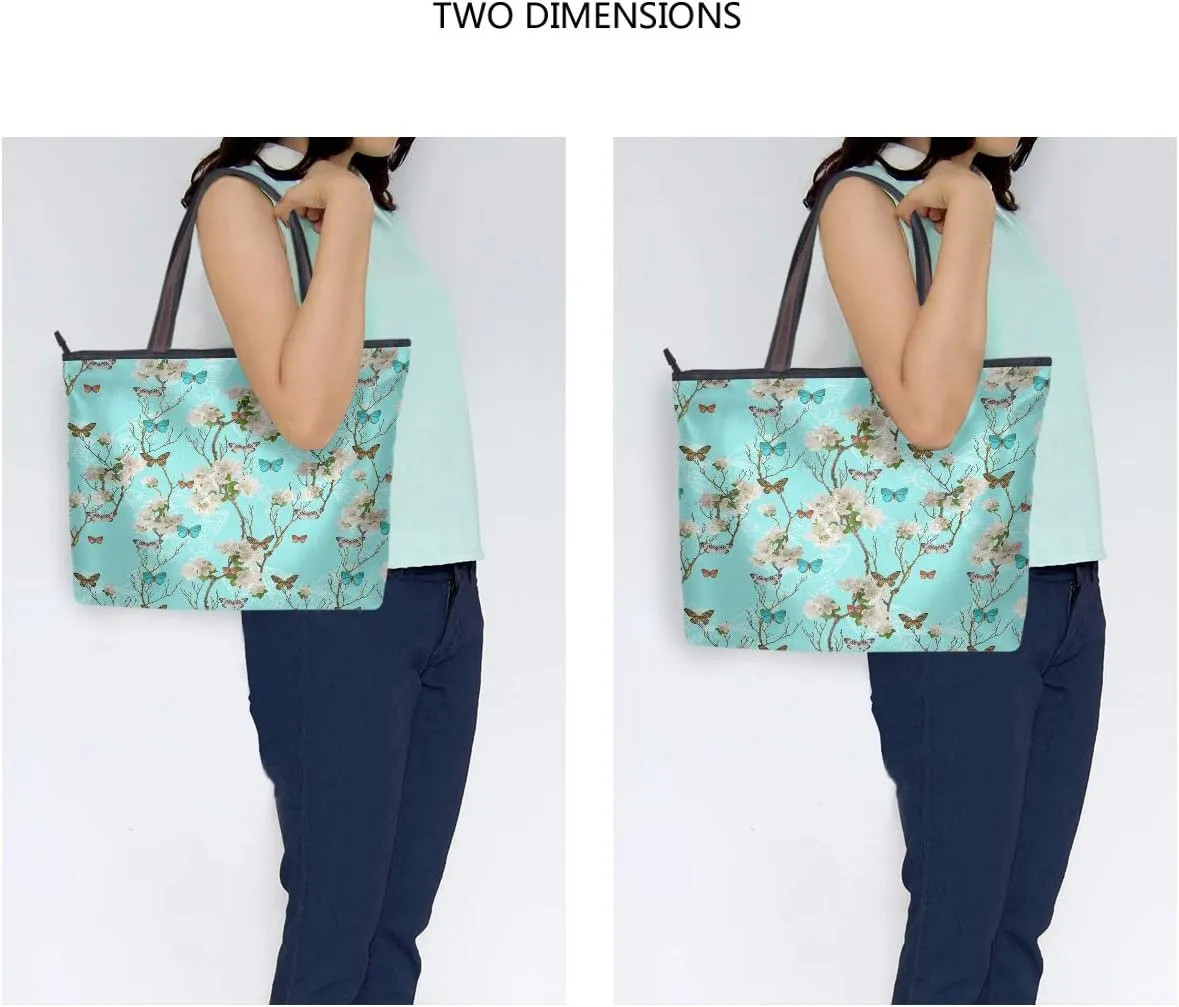 MNSRUU Ladies Tote Bags Polyester Zippered Tote Shoulder Bag Pattern Purses and Handbags