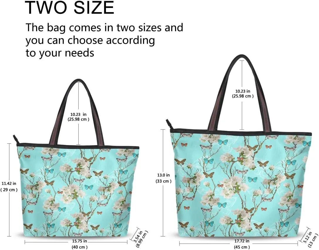 MNSRUU Ladies Tote Bags Polyester Zippered Tote Shoulder Bag Pattern Purses and Handbags