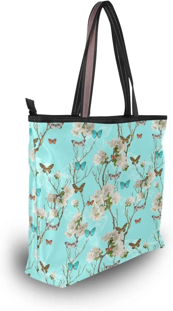 MNSRUU Ladies Tote Bags Polyester Zippered Tote Shoulder Bag Pattern Purses and Handbags