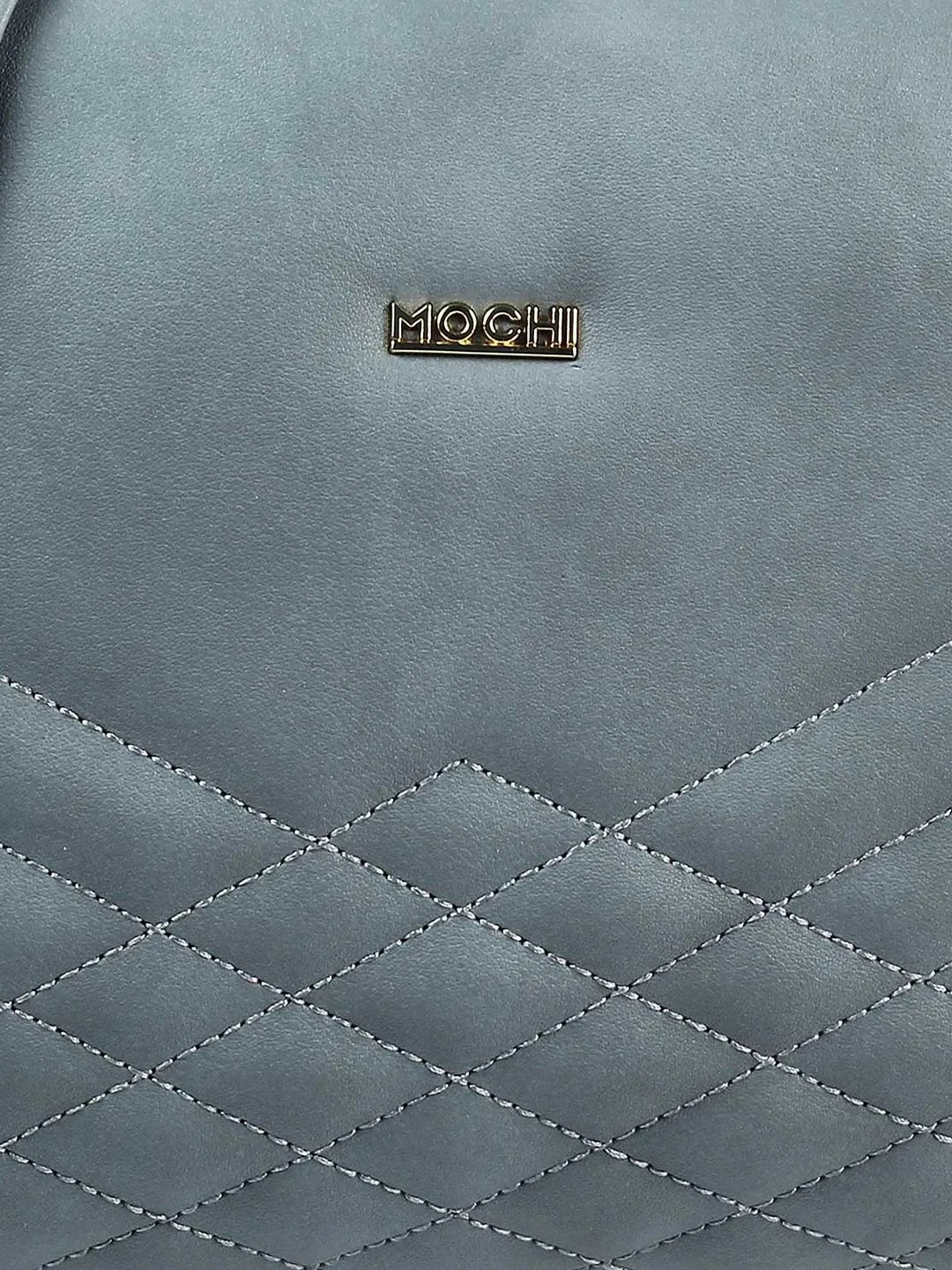 Mochi Grey Embellished Structured Sling Bag with Quilted