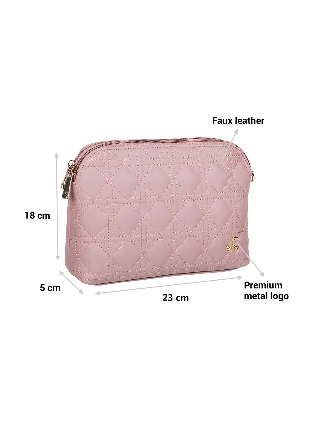 Mochi Rose Embellished Structured Sling Bag with Quilted