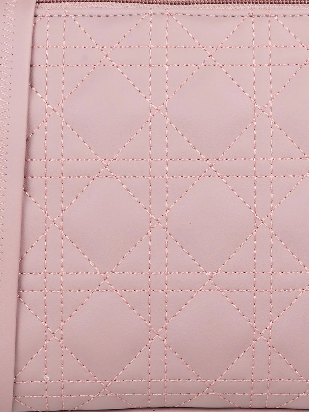 Mochi Rose Embellished Structured Sling Bag with Quilted