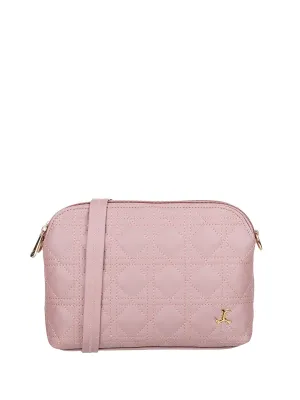 Mochi Rose Embellished Structured Sling Bag with Quilted