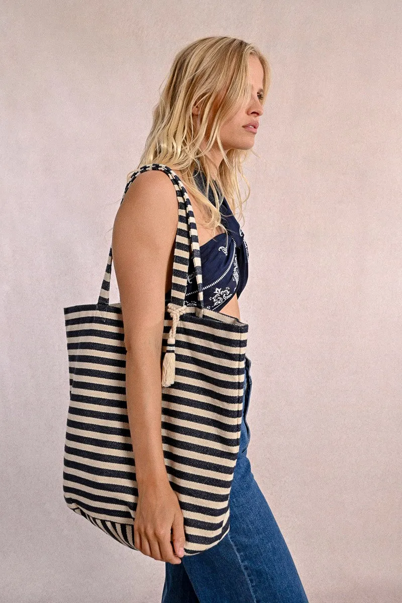 Molly Bracken Striped Braided Tote Bag