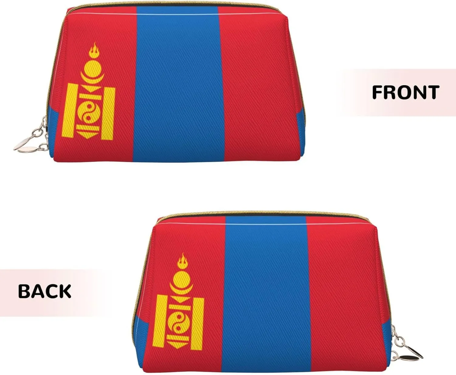 Mongolian Flagmakeup Bag Organizer,Toiletry Cosmetic Bag,Zipper Pouch Brushes Storage Case(Large)