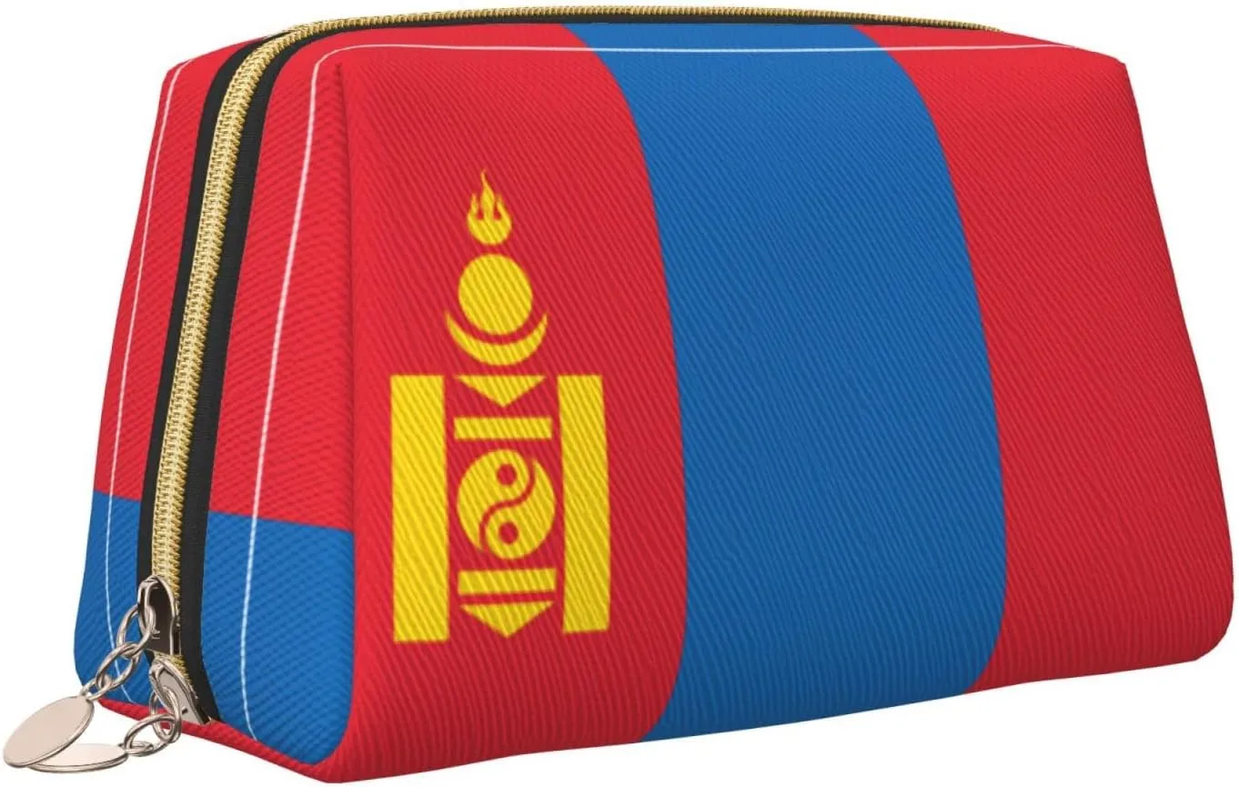 Mongolian Flagmakeup Bag Organizer,Toiletry Cosmetic Bag,Zipper Pouch Brushes Storage Case(Large)