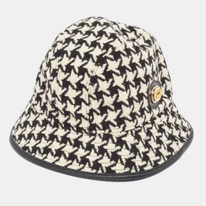 Monochrome Houndstooth Wool & Cotton Bucket Hat M