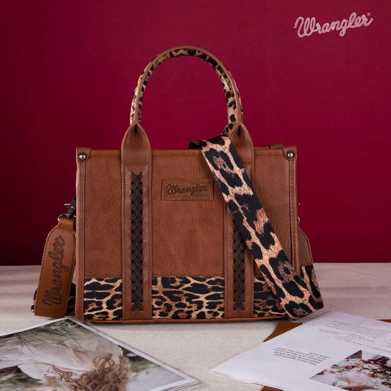 Montana West × Wrangler Tote Bag for Women Western Cow Print Purse Designer Top Handle Handbags