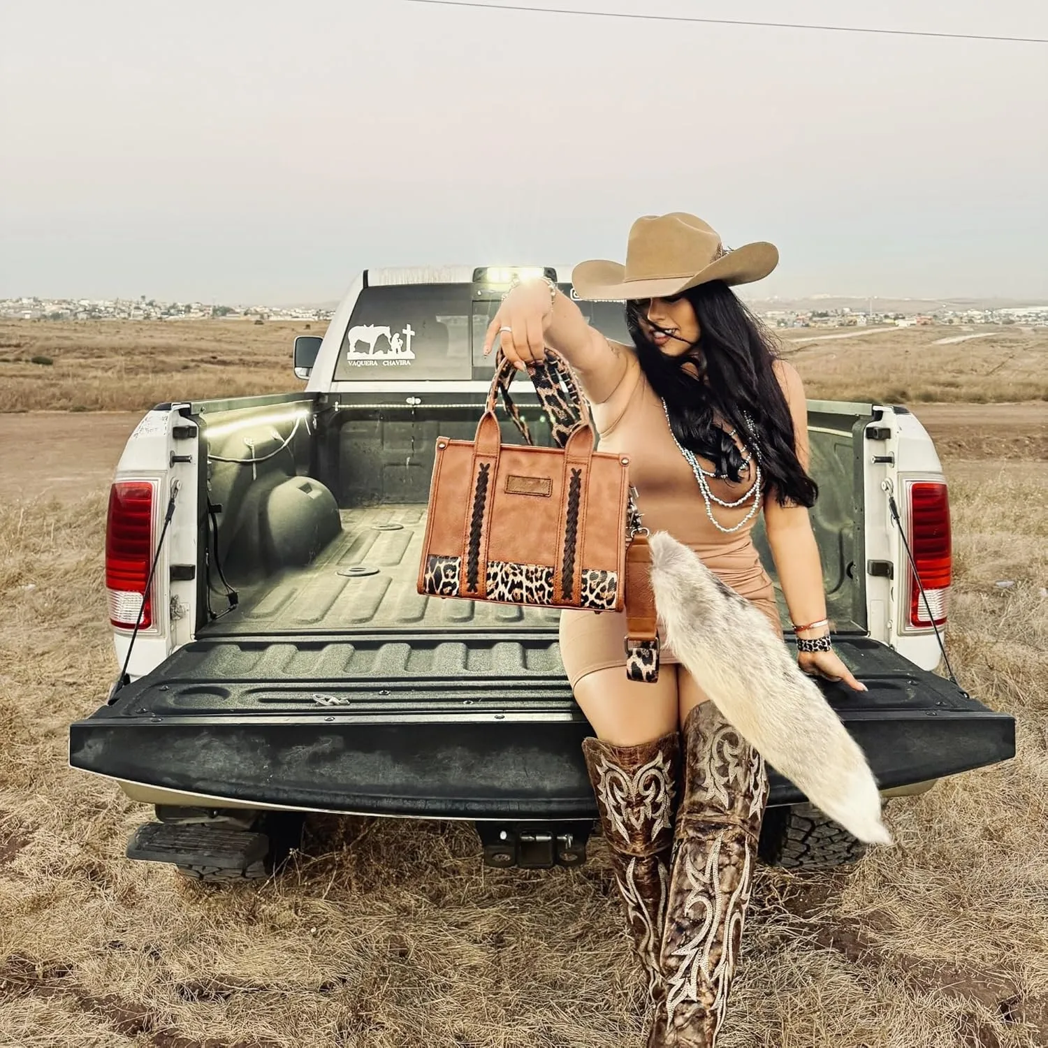 Montana West × Wrangler Tote Bag for Women Western Cow Print Purse Designer Top Handle Handbags