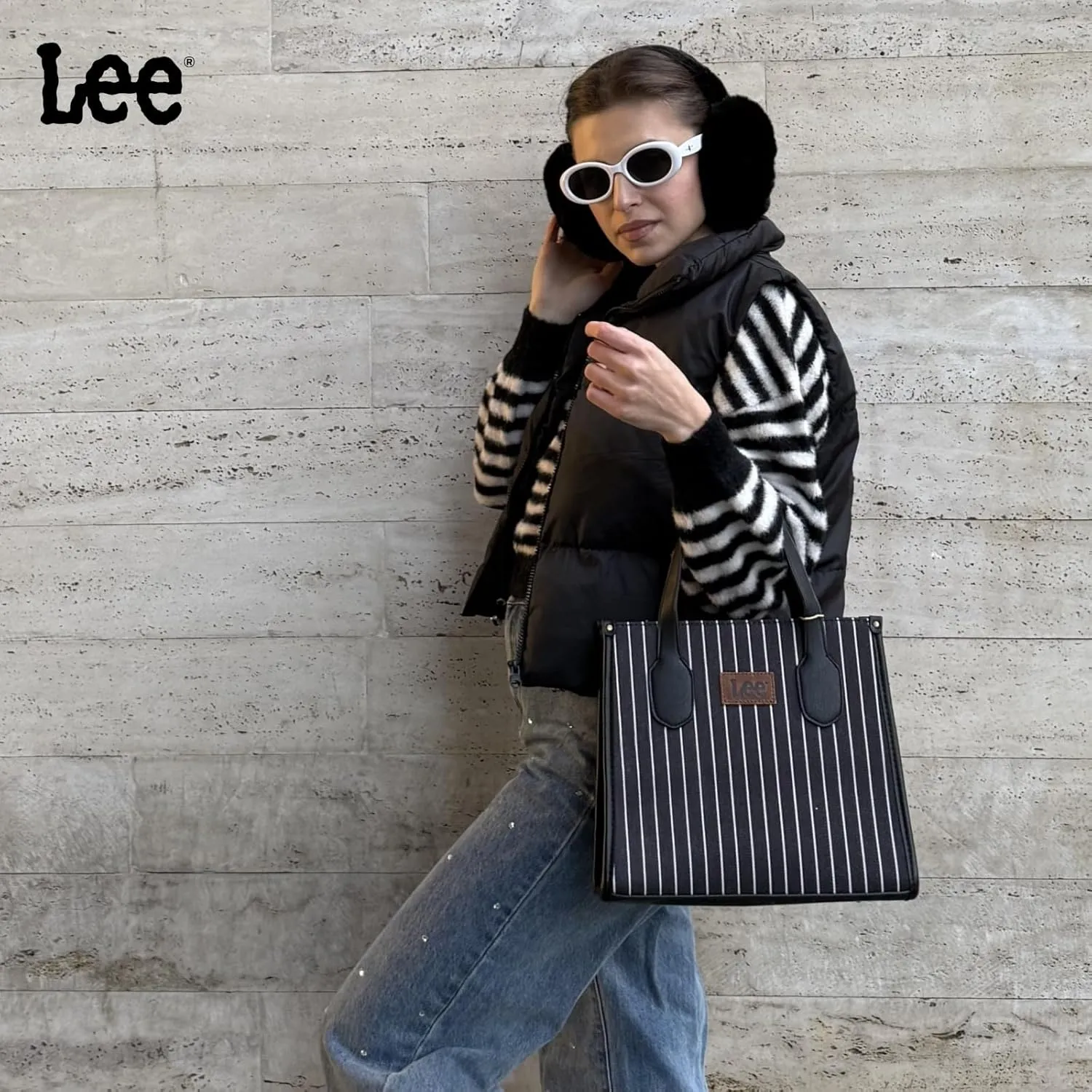 Montana West x Lee Tote Bag for Women Striped Top Handle Handbag with Adjustable Strap