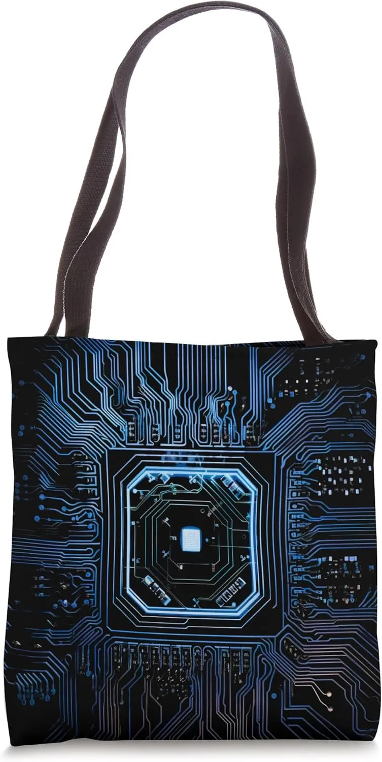 Motherboard Microchip Circuit Black IT Computer Background Tote Bag