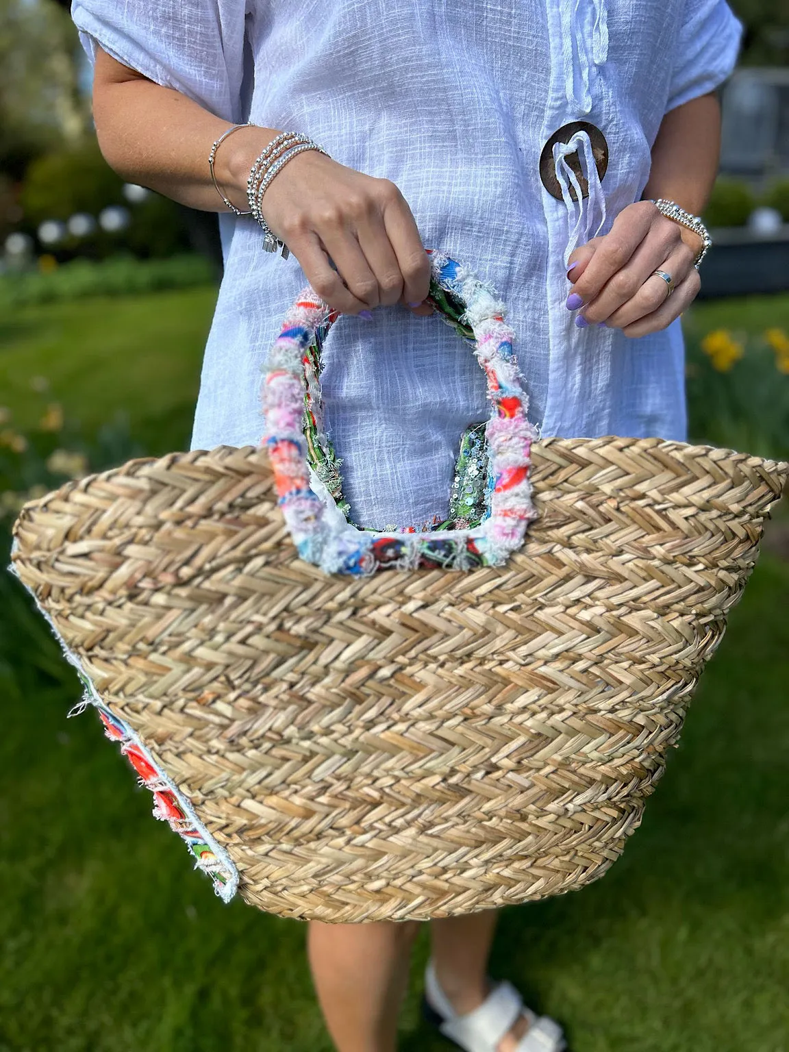 Multicolour Luxury Marble Distressed Tote Bag