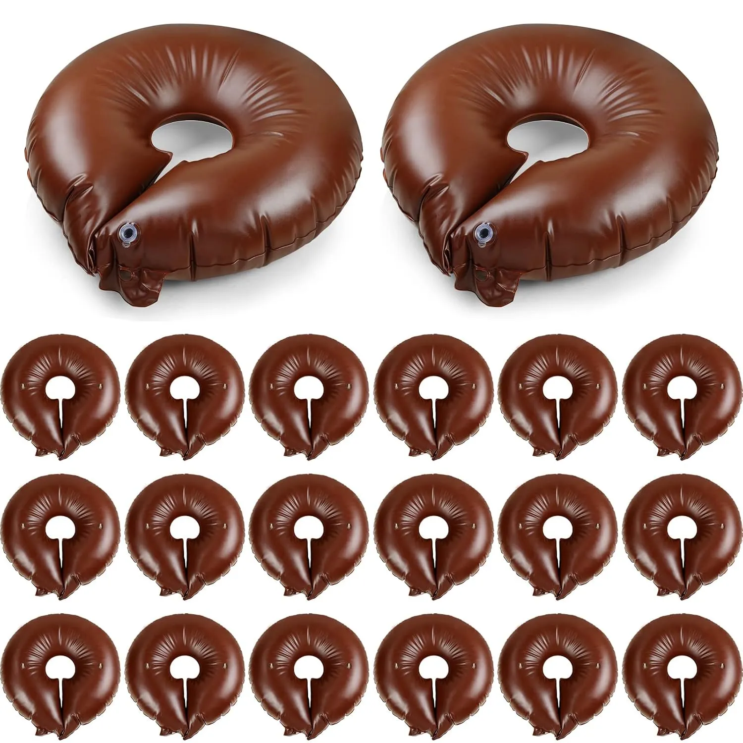 Mumufy 20 Pack Tree Watering Ring Tree Watering Bag 10 Gallon Slow Release PVC Drip Irrigation Water Pouch Automatic Drip System for Planting Gardening Trees and Shrubs, 23.6 Inch (Brown)