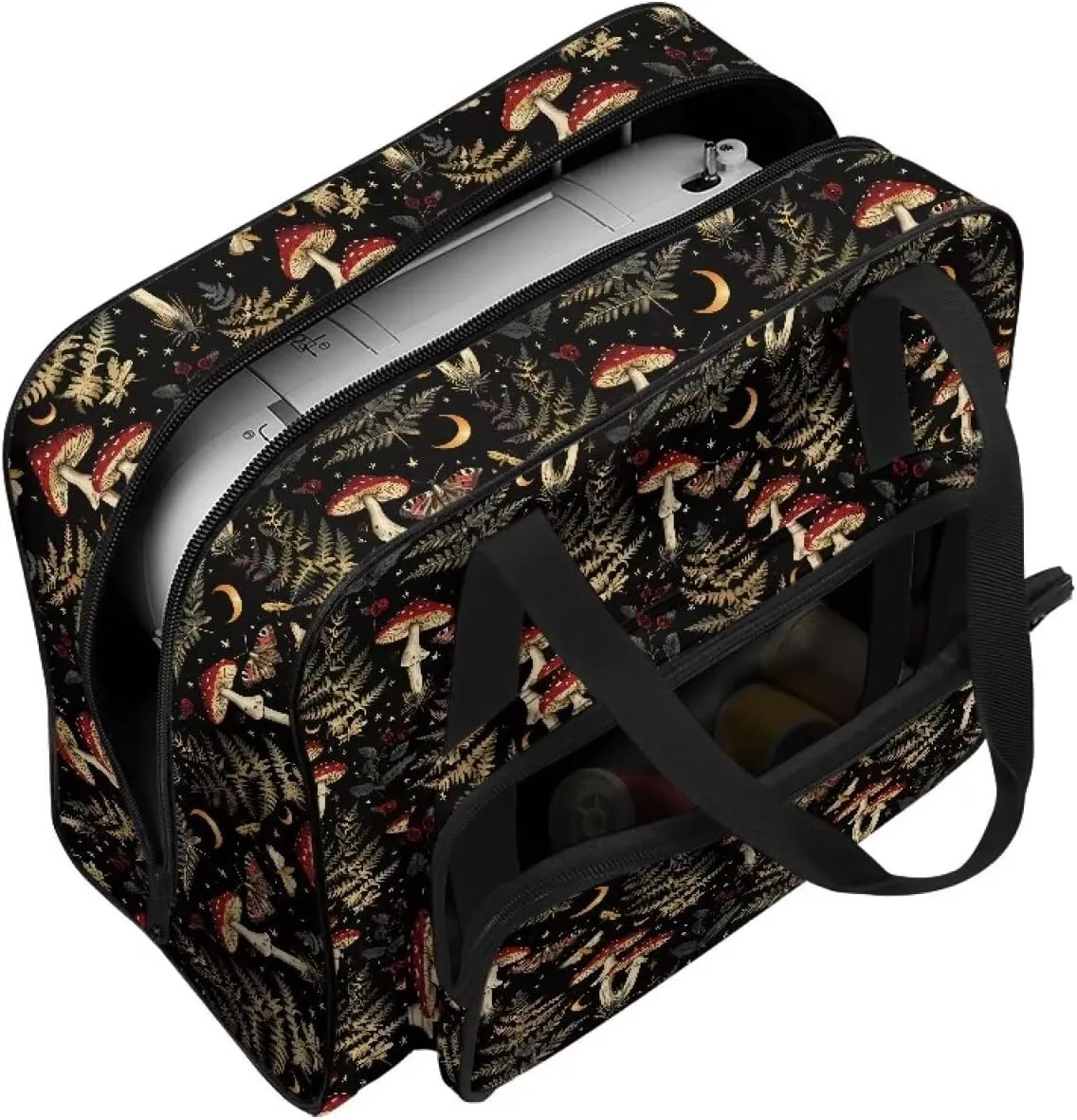 Mushroom Tree Sewing Machine Tote Case Fits Most Sewing Machines, Sewing Bag with Handle - Portable Sewing Case