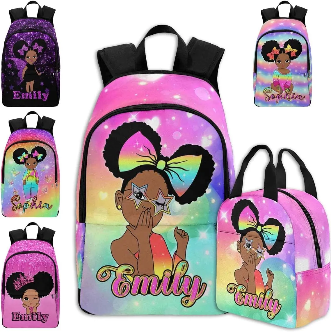MyPupSocks Customized Bookbag Bag Pack Kids Girls Girls Backpack Elementary School Backpack and Lunch Bag for Girls