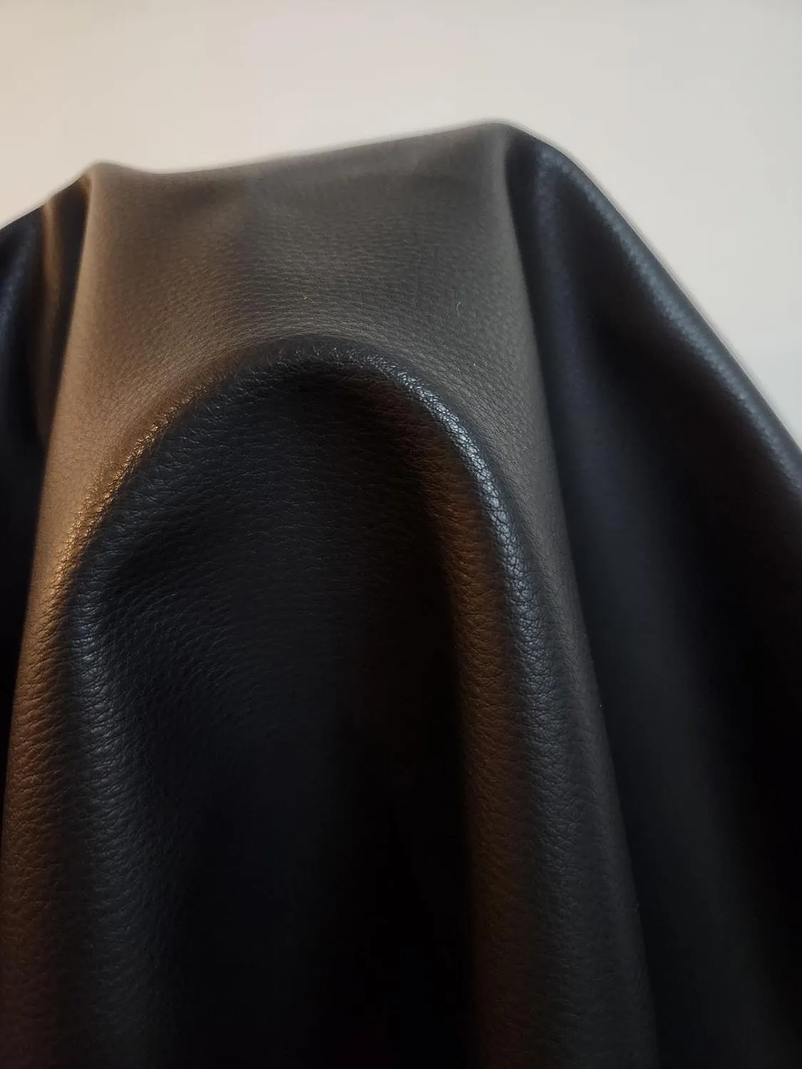 NAT Leathers™ | Black Mini Tumble Grain Faux Leather | Synthetic Pleather 0.9 mm Baby Calf Grain | 1 Yard 54 inch Wide x 36 inch Long | Soft Smooth Upholstery (Black Tumblegrain)