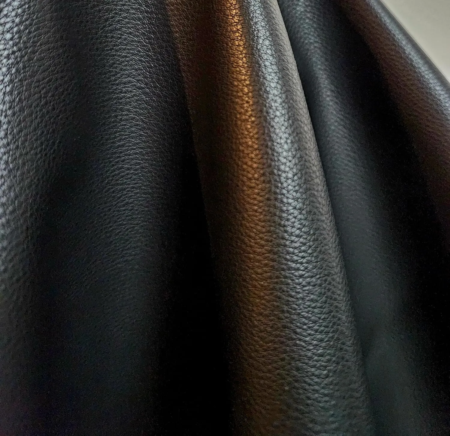 NAT Leathers™ | Black Mini Tumble Grain Faux Leather | Synthetic Pleather 0.9 mm Baby Calf Grain | 1 Yard 54 inch Wide x 36 inch Long | Soft Smooth Upholstery (Black Tumblegrain)