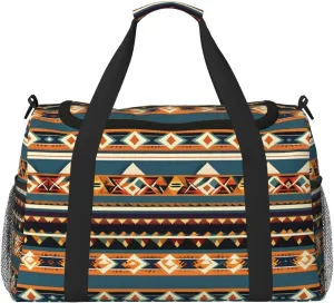 Native American Pattern print Large Canvas Travel Duffel Bag Weekender Bags for Women Overnight Bag Carry On Tote Bag