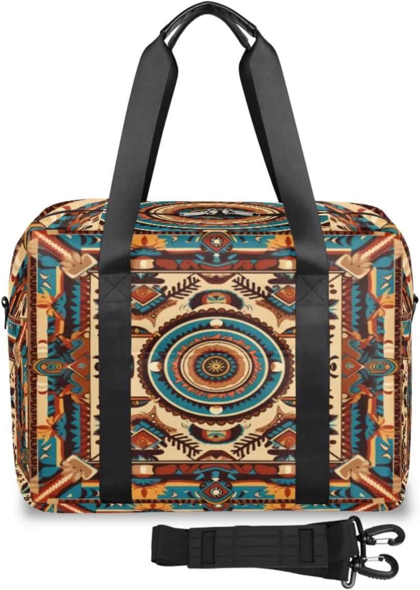 Native American Pattern Womens Travel Bags, Weekender Carry on for Women, Sports Gym Bag, Workout Duffel bag, Overnight Shoulder Bag