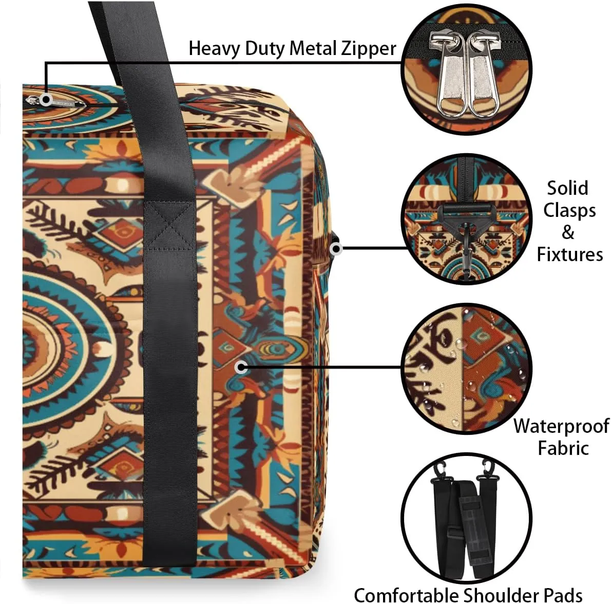 Native American Pattern Womens Travel Bags, Weekender Carry on for Women, Sports Gym Bag, Workout Duffel bag, Overnight Shoulder Bag