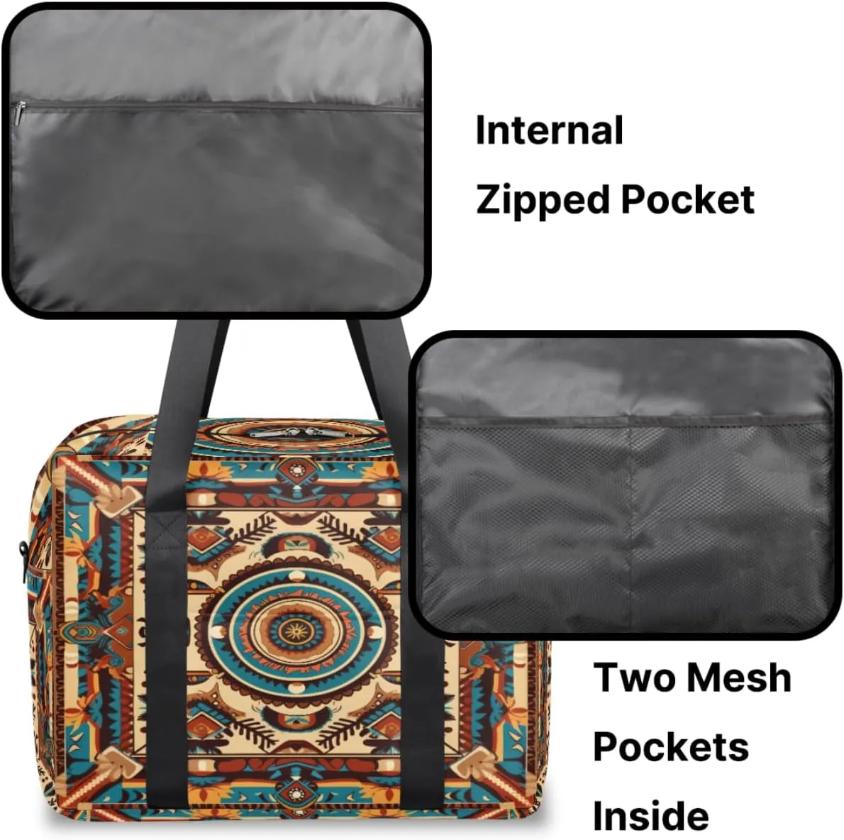 Native American Pattern Womens Travel Bags, Weekender Carry on for Women, Sports Gym Bag, Workout Duffel bag, Overnight Shoulder Bag
