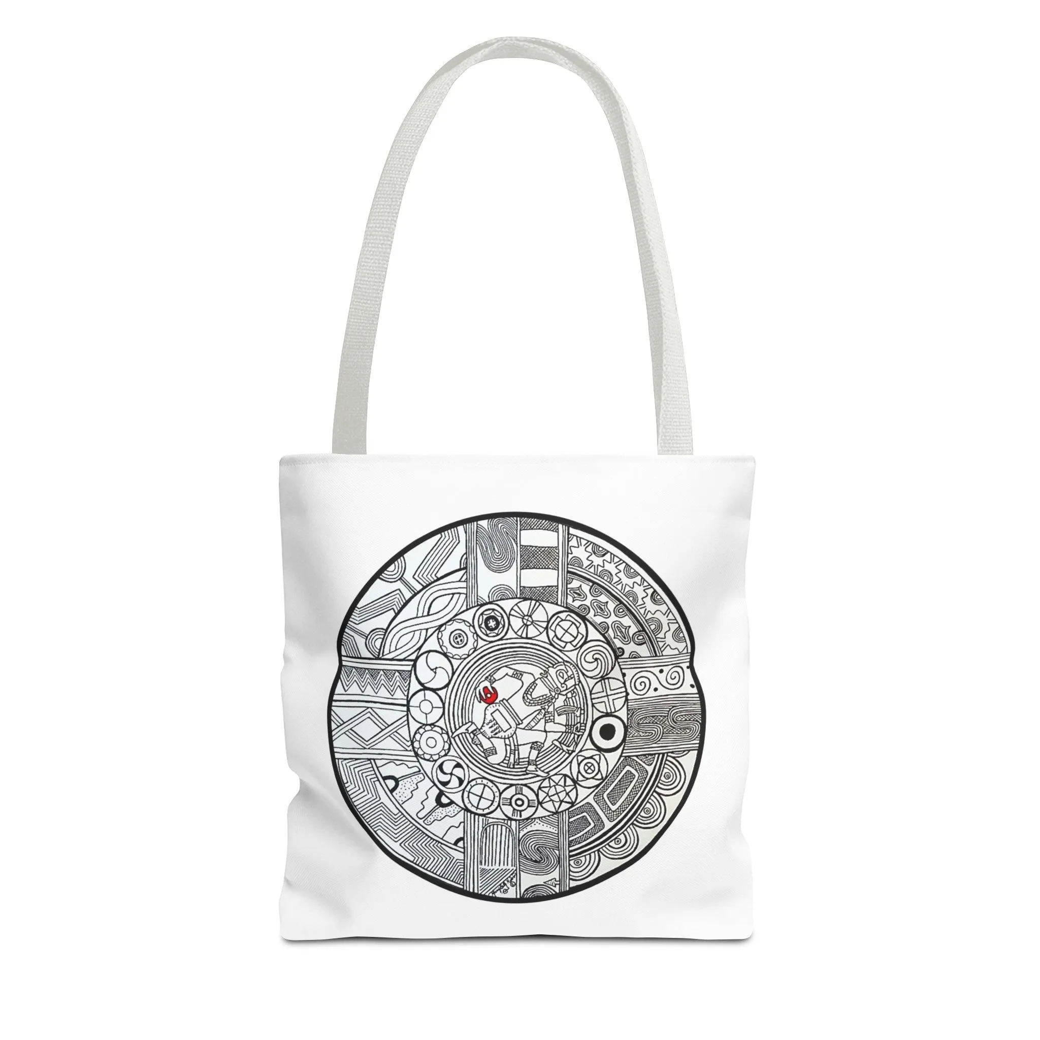 Native Tote Bag , SouthEastern Style, Ancient Tribal Mound Symbology, Chunkey player, Native American, Powwow Bag