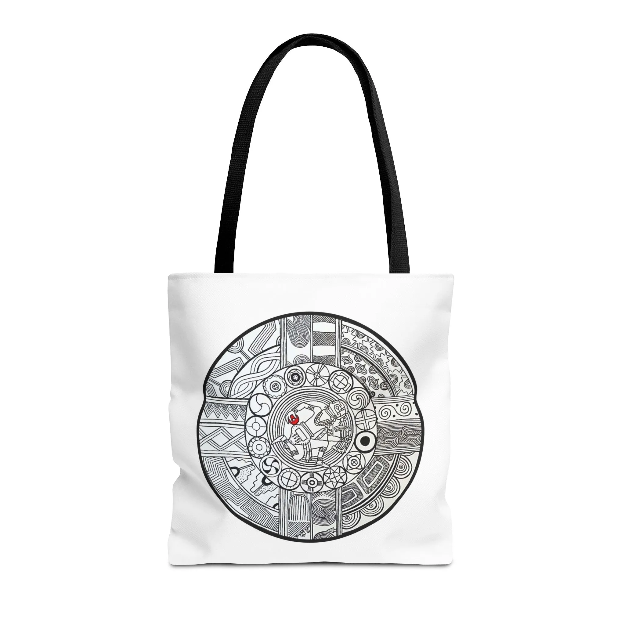 Native Tote Bag , SouthEastern Style, Ancient Tribal Mound Symbology, Chunkey player, Native American, Powwow Bag