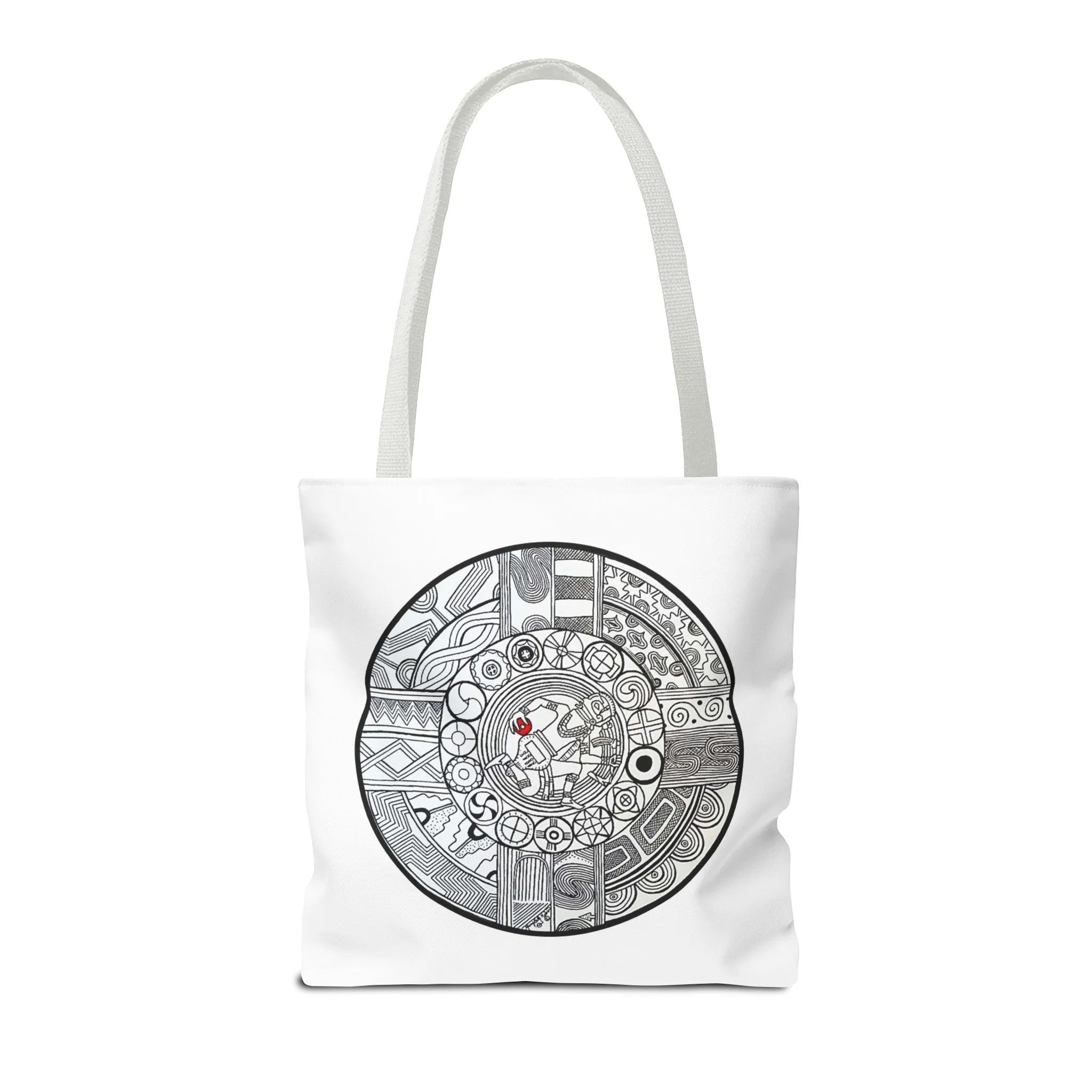 Native Tote Bag , SouthEastern Style, Ancient Tribal Mound Symbology, Chunkey player, Native American, Powwow Bag