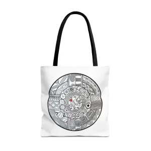 Native Tote Bag , SouthEastern Style, Ancient Tribal Mound Symbology, Chunkey player, Native American, Powwow Bag
